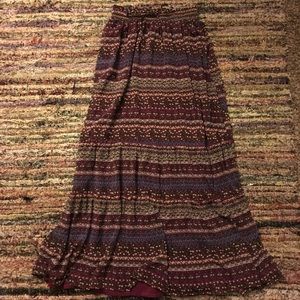 Maroon printed floor length skirt